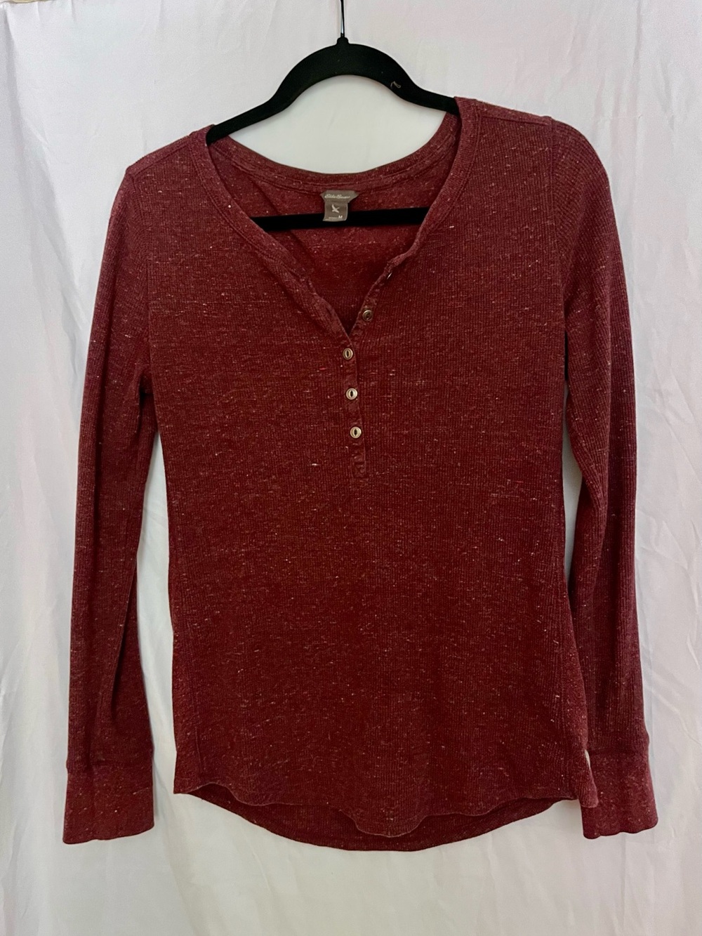 Eddie Bauer Long-Sleeve Henley in Deep Burgundy